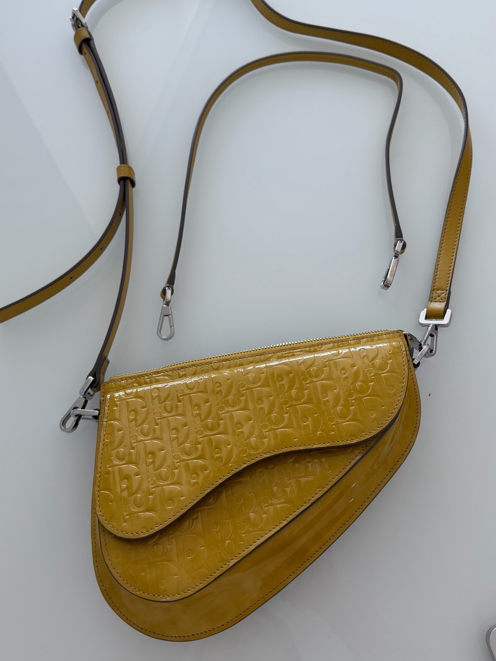 Dior Mustard Embossed Saddle Crossbody Bag unisex (exclusive collection)